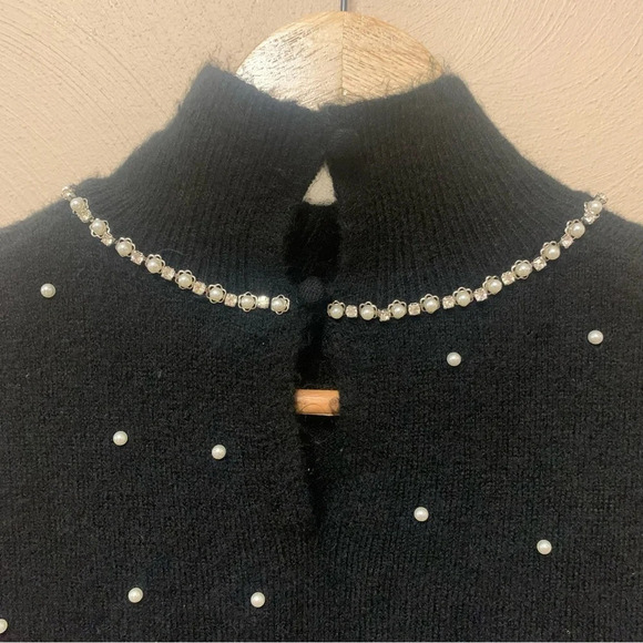 Zara Pearl Trim Knit Sweater Mini Dress Size Large Blogger's Fav - Picture 11 of 13